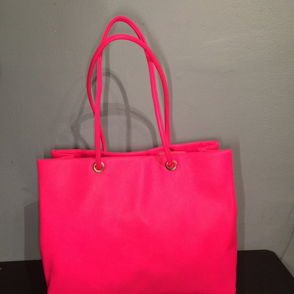 neon pink tote bag